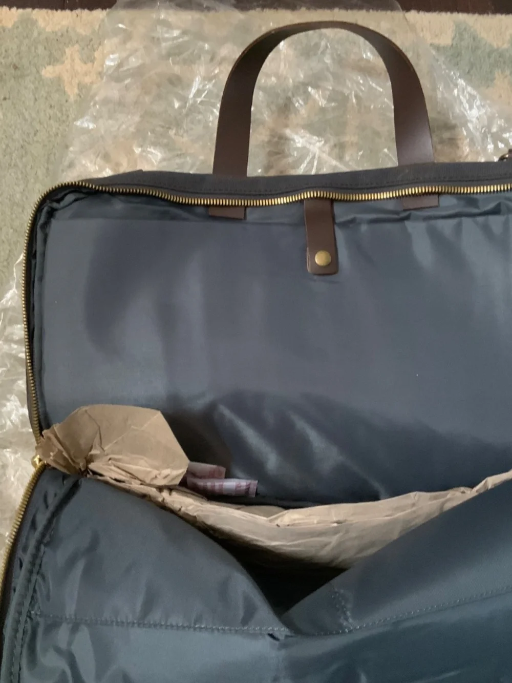 Line of Trade blue Canvas Laptop Briefcase/laptop bag with leather handles